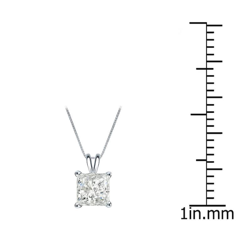 Auriya 14k Gold 1/3ctw Princess-cut Solitaire Diamond Necklace (I-J, SI2-SI3)