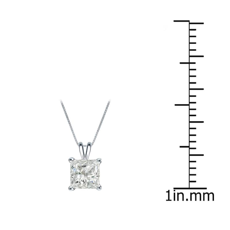 Auriya 14k Gold 1/3ctw Princess-cut Solitaire Diamond Necklace (I-J, I1-I2)
