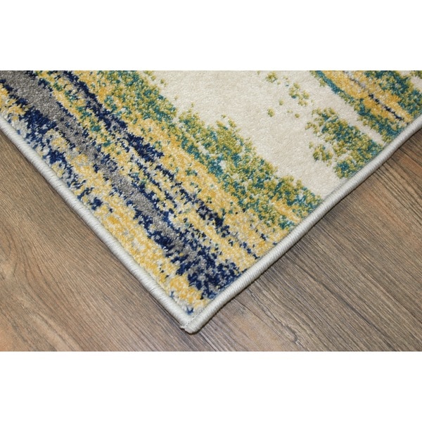 Shop Yellow and Blue Abstract Area Rug 5' x 8' On Sale Free