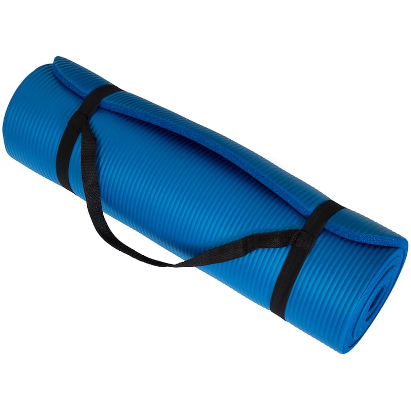 Thick Yoga Mat - Double Sided 1/2-Inch Workout Mat - 71x24-Inch Exercise Mat for Home Gym Fitness by Wakeman - 71" x 24" x 0.5" - Blue