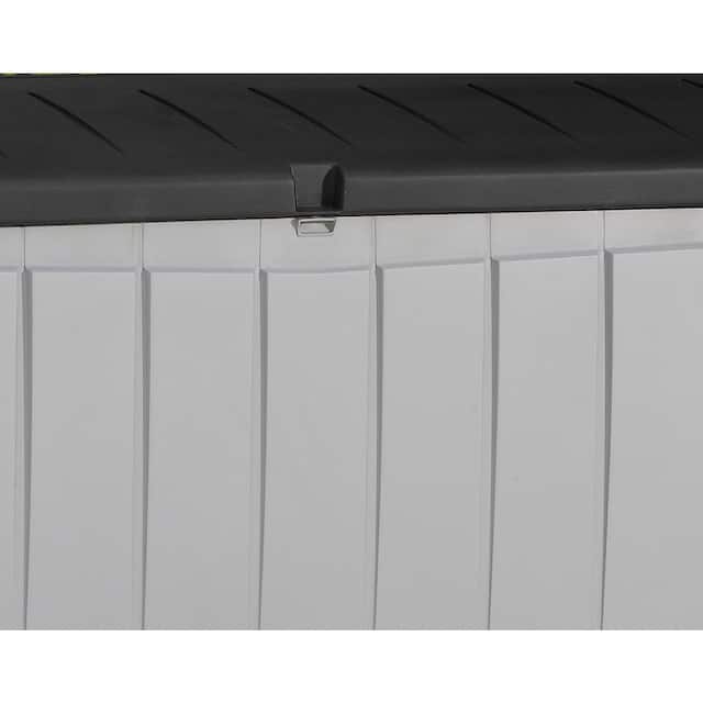 Keter Novel 90 Gallon Large Durable Resin Black and Grey Storage Deck Box For Lawn Garden Patio