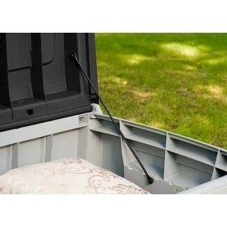 Keter Novel 90 Gallon Large Durable Resin Black and Grey Storage Deck Box For Lawn Garden Patio