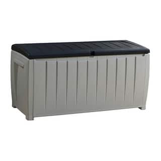 Keter Novel 90 Gallon Black and Grey Plastic Deck Storage Box