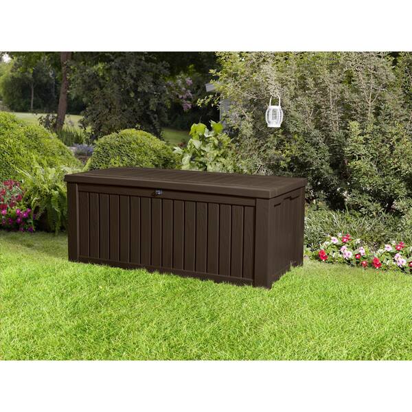 Shop Keter Rockwood Plastic Deck Storage 150 Gal Brown Patio