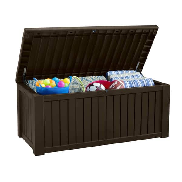 Shop Keter Rockwood Plastic Deck Storage 150 Gal Brown Patio