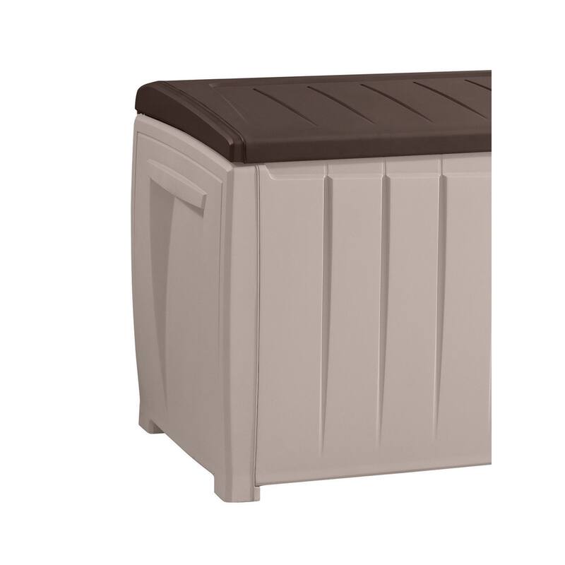 Keter Novel 90 Gallon Durable Resin Outdoor Storage Deck Box For Furniture and Supplies, Brown and Beige