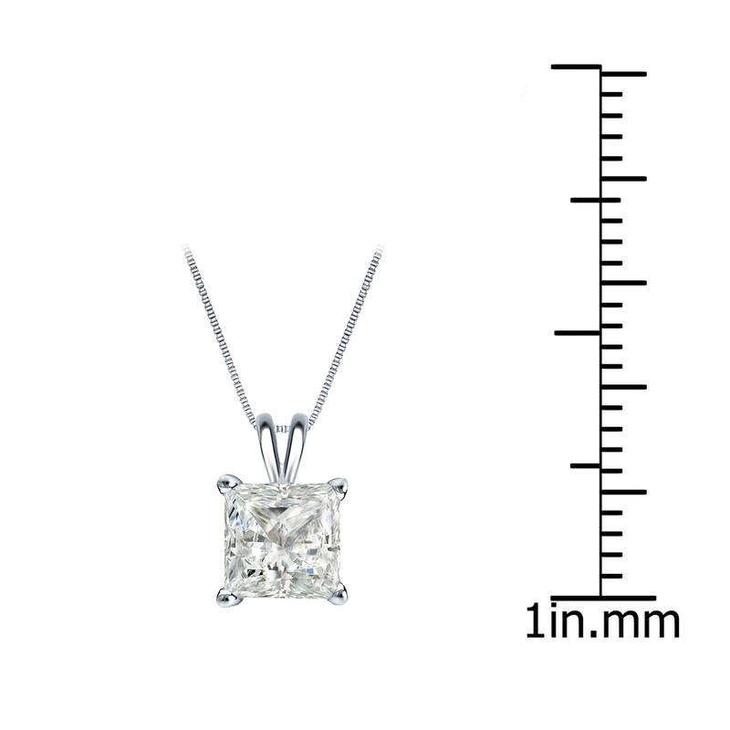 Auriya 14k Gold 3/4ctw Princess-cut Solitaire Diamond Necklace (I-J, I1-I2)