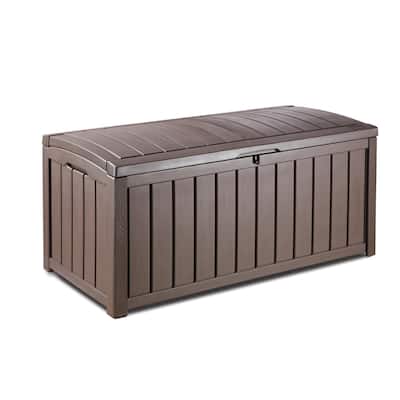 Keter Glenwood 101 gal. Brown Plastic Outdoor Patio Deck Storage Box