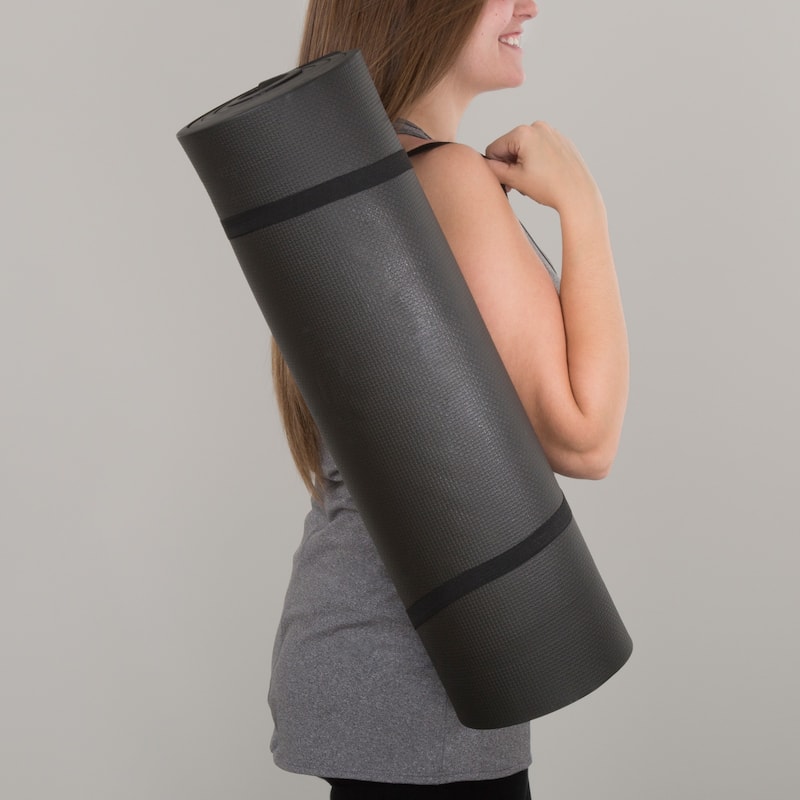 Thick Yoga Mat - Double Sided 1/2-Inch Workout Mat - 72x24-Inch Exercise Mat for Home Gym Fitness with Strap by Wakeman
