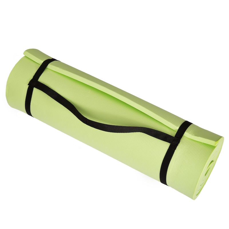 Thick Yoga Mat - Double Sided 1/2-Inch Workout Mat - 72x24-Inch Exercise Mat for Home Gym Fitness with Strap by Wakeman - Green