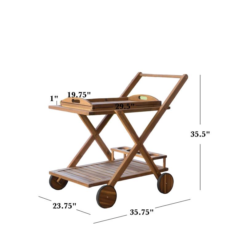 Evvie Natural Stained Acacia Wood Indoor Bar Cart by Christopher Knight Home