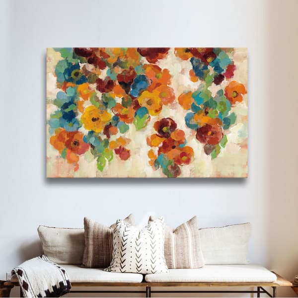 Silvia Vassileva S Spice And Turquoise Florals Gallery Wrapped Canvas On Sale Overstock 12306375