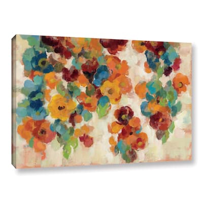 Silvia Vassileva's 'Spice and Turquoise Florals' Gallery Wrapped Canvas