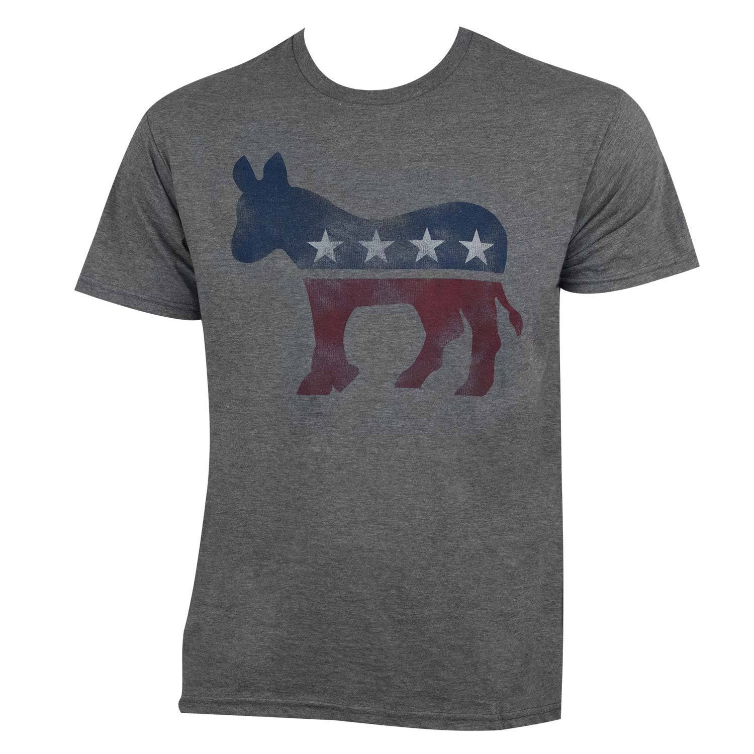 Men's Grey Distressed Democrat Donkey T-shirt