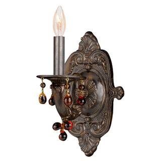 Paris Market 1 Light Amber Crystal Bronze Sconce - 6.25'' W x 9.5'' H x 6.25'' D