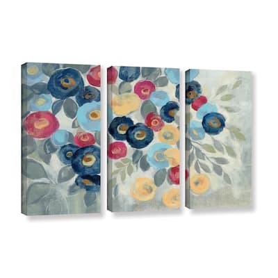 Silvia Vassileva's 'Winter Flowers I' 3 Piece Gallery Wrapped Canvas Set