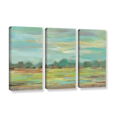 Silvia Vassileva's 'Teal Forest' 3 Piece Gallery Wrapped Canvas Set