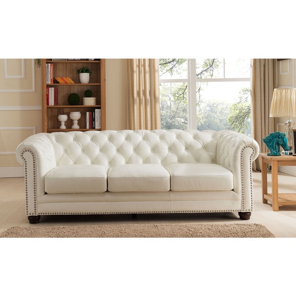 White leather chesterfield discount chair