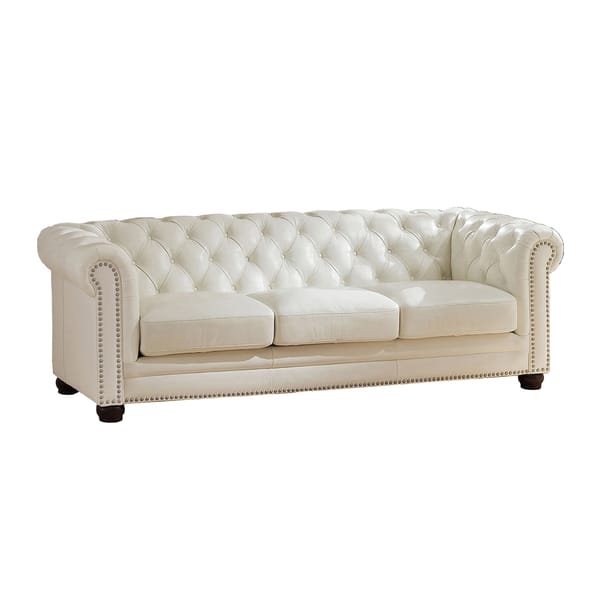 Nashville White Leather Chesterfield Sofa And Loveseat Set White Leather Chesterfield Sofa