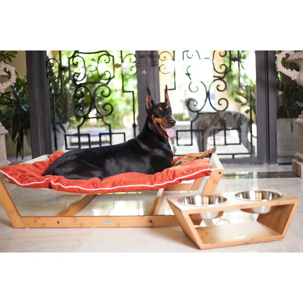Pet Lounge Studios Bamboo Nautical Solid-colored Wood and Suede Hammock Dog and Cat Bed