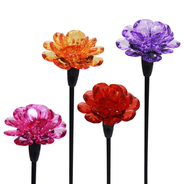 Shop Solarpowered Flower Mini Garden Stake (Pack of 4) Free Shipping