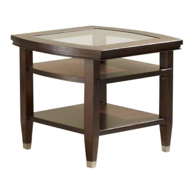 Broyhill Wood and Glass Northern Lights End Table with Shelves ...