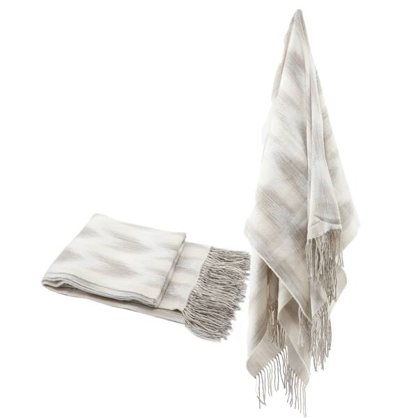 Beige Space Dyed Fringed Throw Shopping The Best