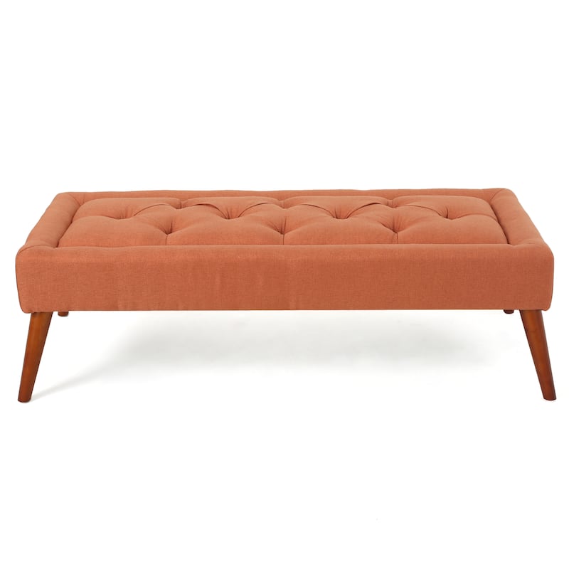 Williams Tufted Fabric Ottoman Bench by Christopher Knight Home - Orange