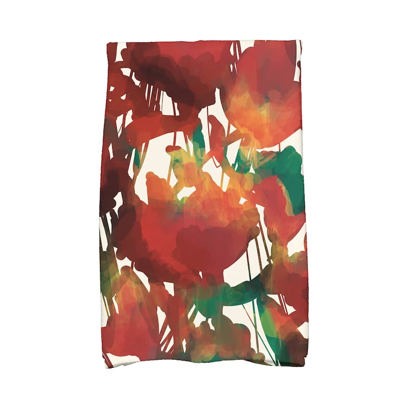 18 x 30-inch Abstract Floral Floral Print Hand Towel - Red