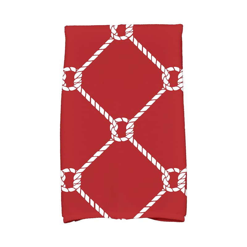 18 x 30-inch Ahoy! Geometric Print Hand Towel - Red