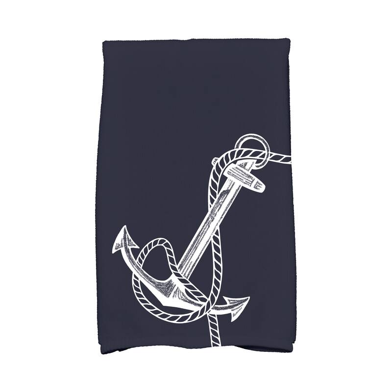 18 x 30-inch Anchored Geometric Print Hand Towel - Navy