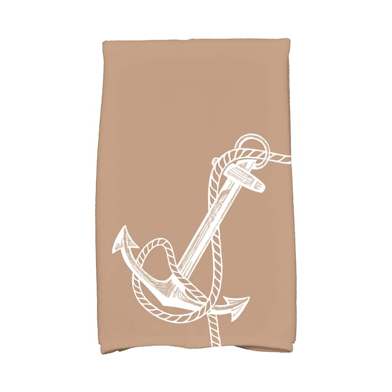 18 x 30-inch Anchored Geometric Print Hand Towel - Brown
