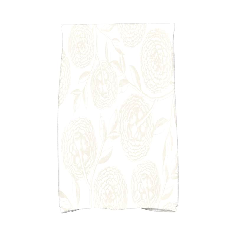 18 x 30-inch Antique Flowers Floral Print Hand Towel - White