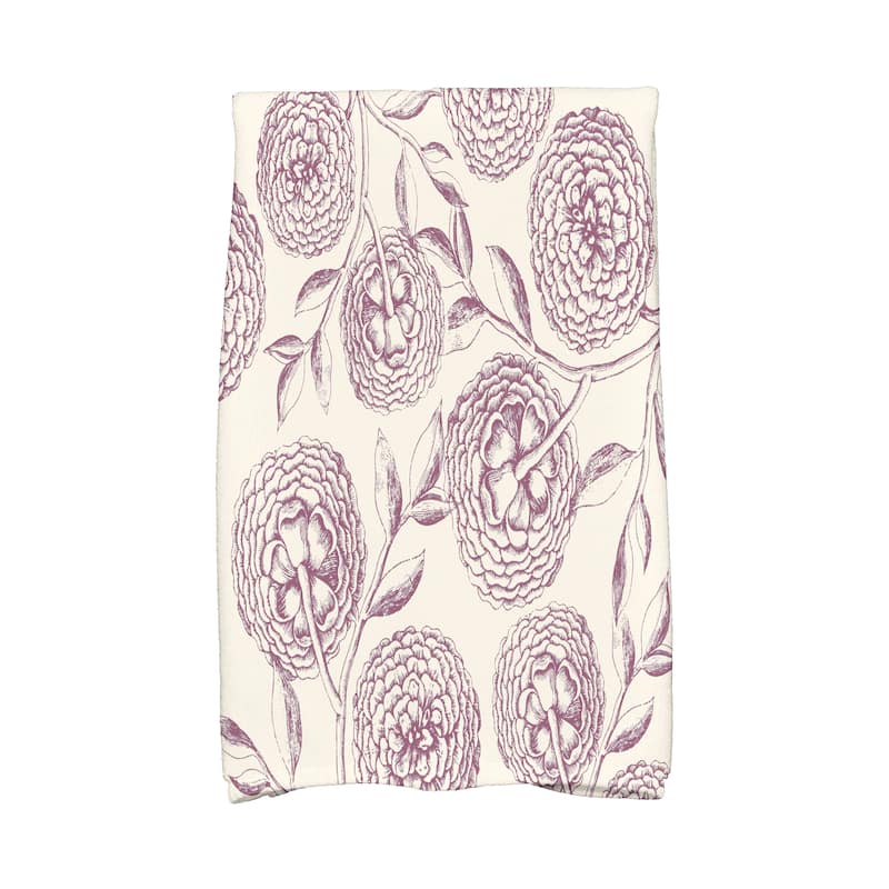 18 x 30-inch Antique Flowers Floral Print Hand Towel - Purple