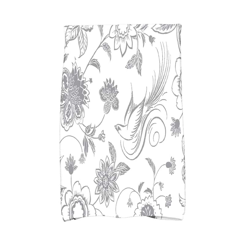 18 x 30-inch Traditional Bird Floral Floral Print Hand Towel - Grey