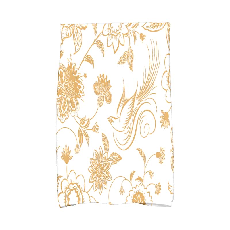 18 x 30-inch Traditional Bird Floral Floral Print Hand Towel - Yellow