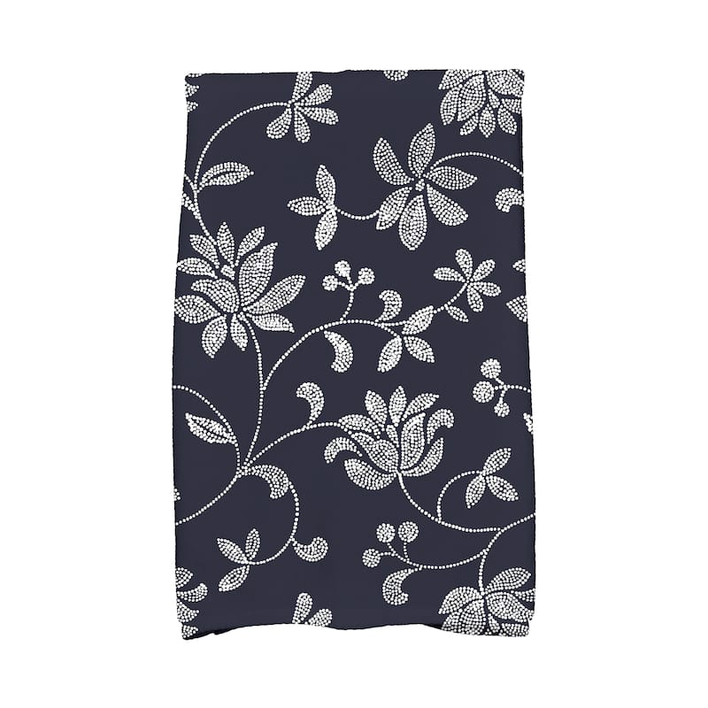 18 x 30-inch Traditional Floral Floral Print Hand Towel - Navy
