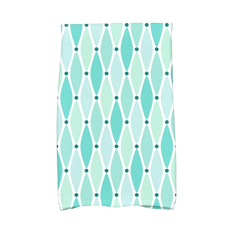 18 x 30-inch Wavy Geometric Print Hand Towel - Aqua