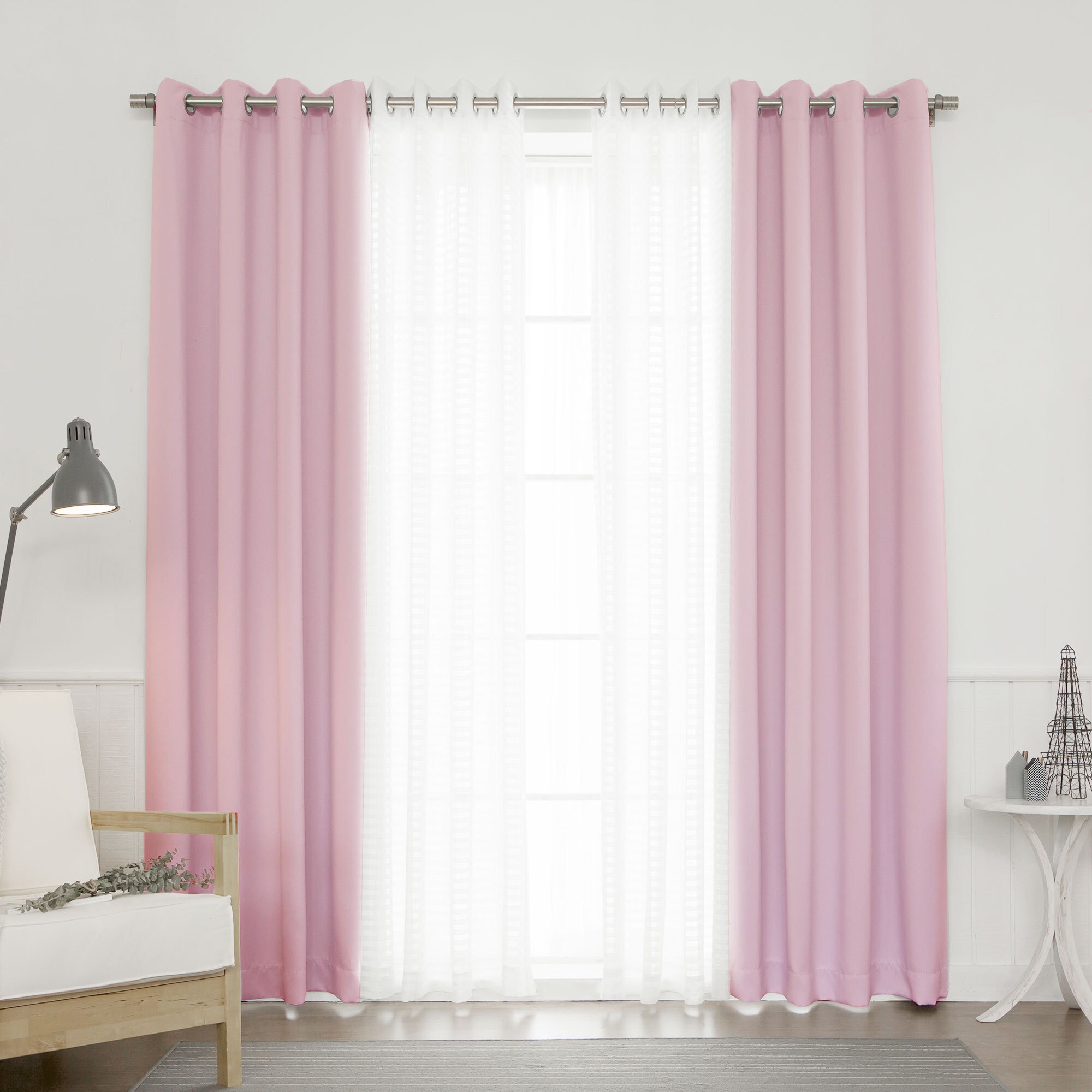 Shop Aurora Home Mix Match Blackout And Check Sheer 4 Piece