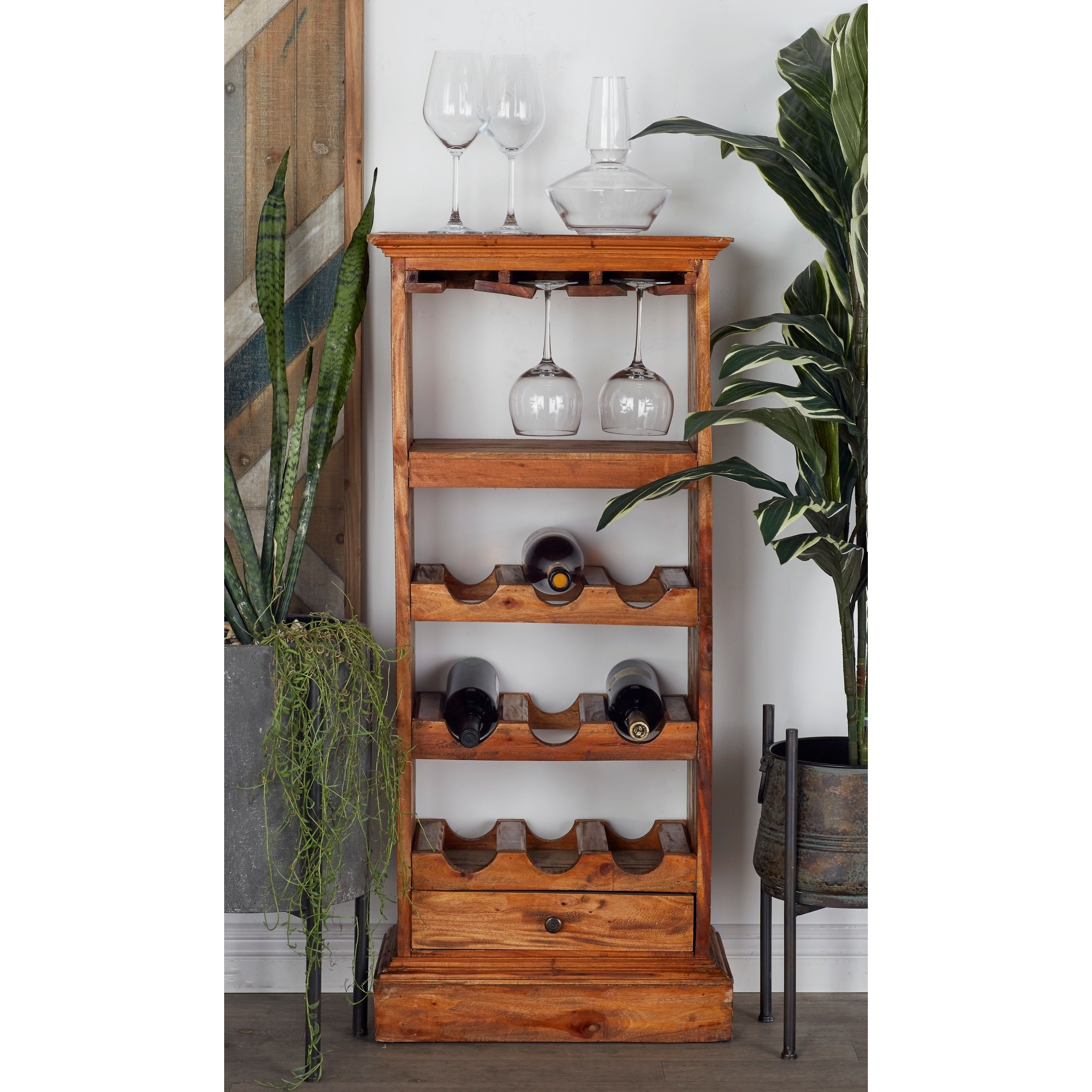 Shop Rustic 44 X 19 Inch Wood Wine Cabinet With Stemware Rack By