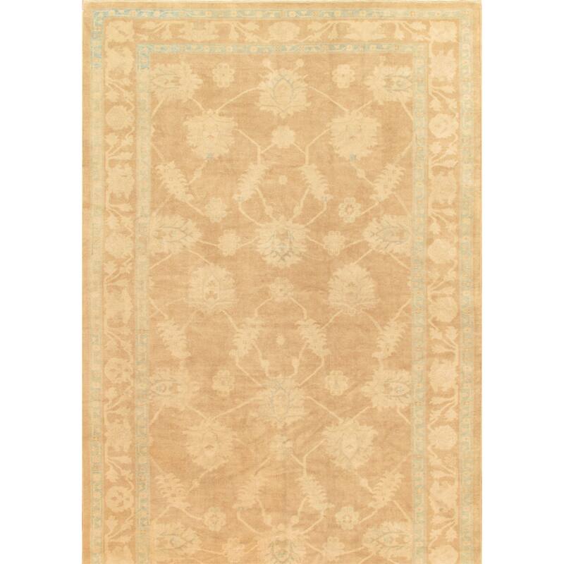 Pasargad Turkish Oushak Hand-knotted L.brown Wool Rug (10' x 19') - 10' x 19'