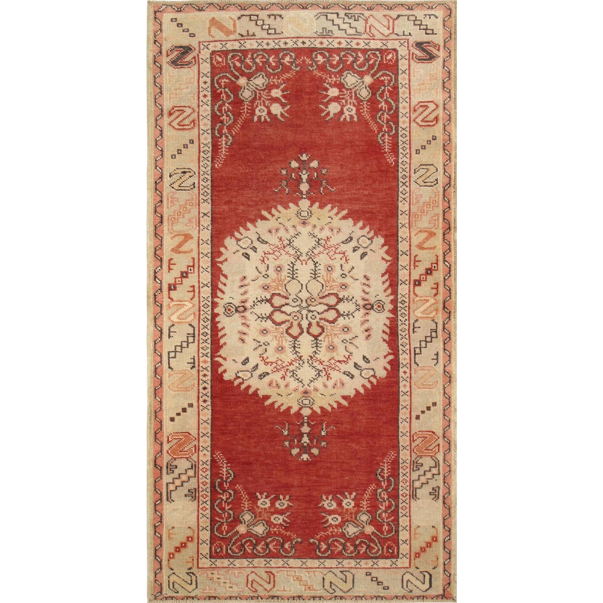 Pasargad Turkish Oushak Hand-knotted Coral-beige Wool Rug (3' x 7