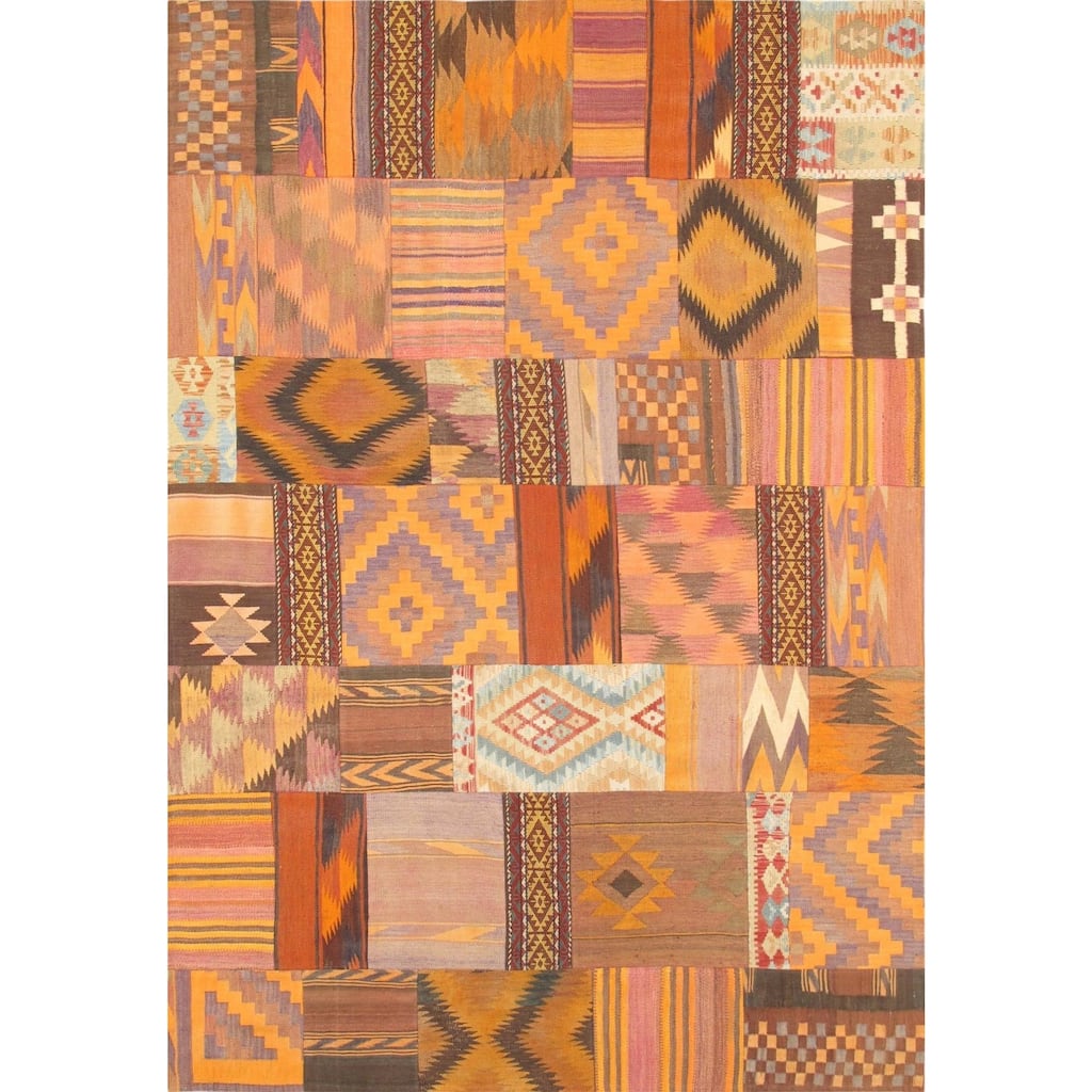 Pasargad Turkish Vintage Patchwork Wool Area Rug - Multi - 7' x 10' - 7' x 10'