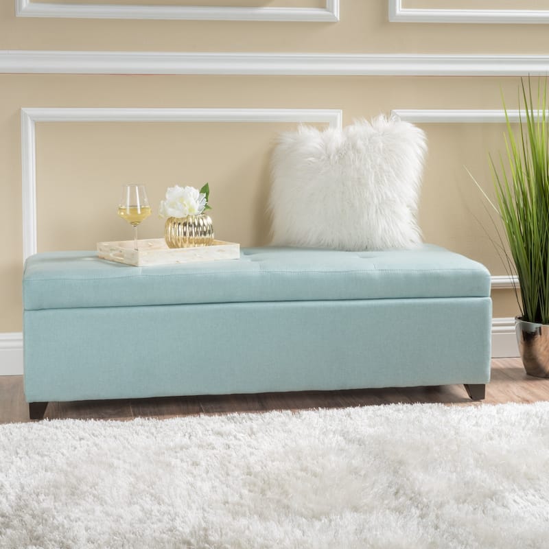 London Fabric Storage Bench by Christopher Knight Home - Blue