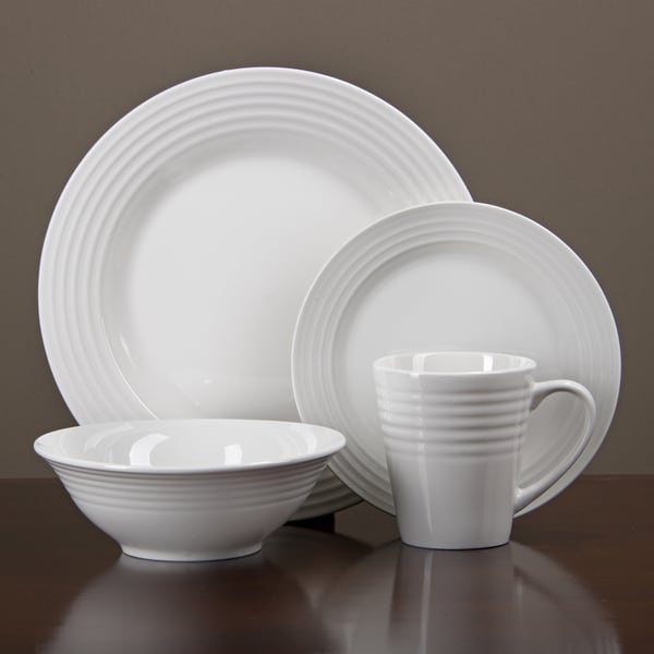 Oneida White Dinnerware & Oneida Cabria Asymmetrical 20-Piece Bone China Dinnerware Set Sc 1 St 