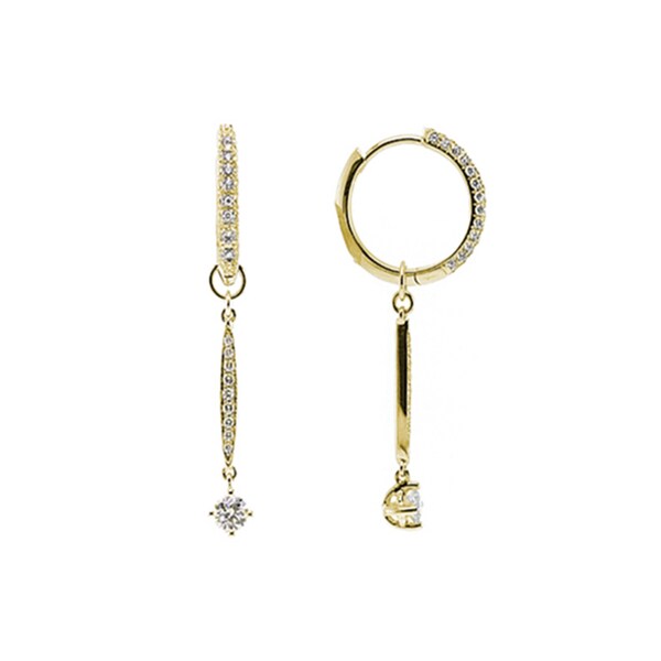 Shop 18k Yellow Gold 5/8ct TDW Diamond Hoop/ Drop Earrings - On Sale ...