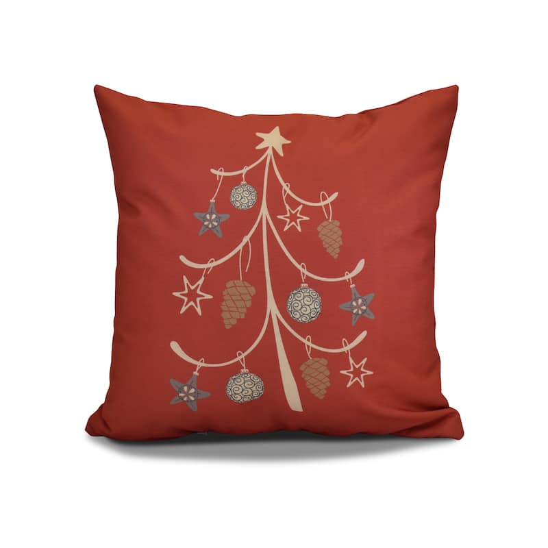 16 x 16-inch, Pinecone Tree, Geometric Holiday Print Outdoor Pillow