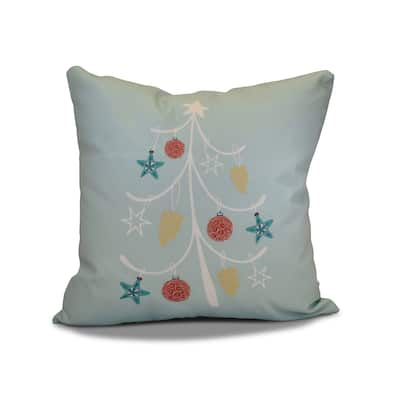 16 x 16-inch, Pinecone Tree, Geometric Holiday Print Outdoor Pillow