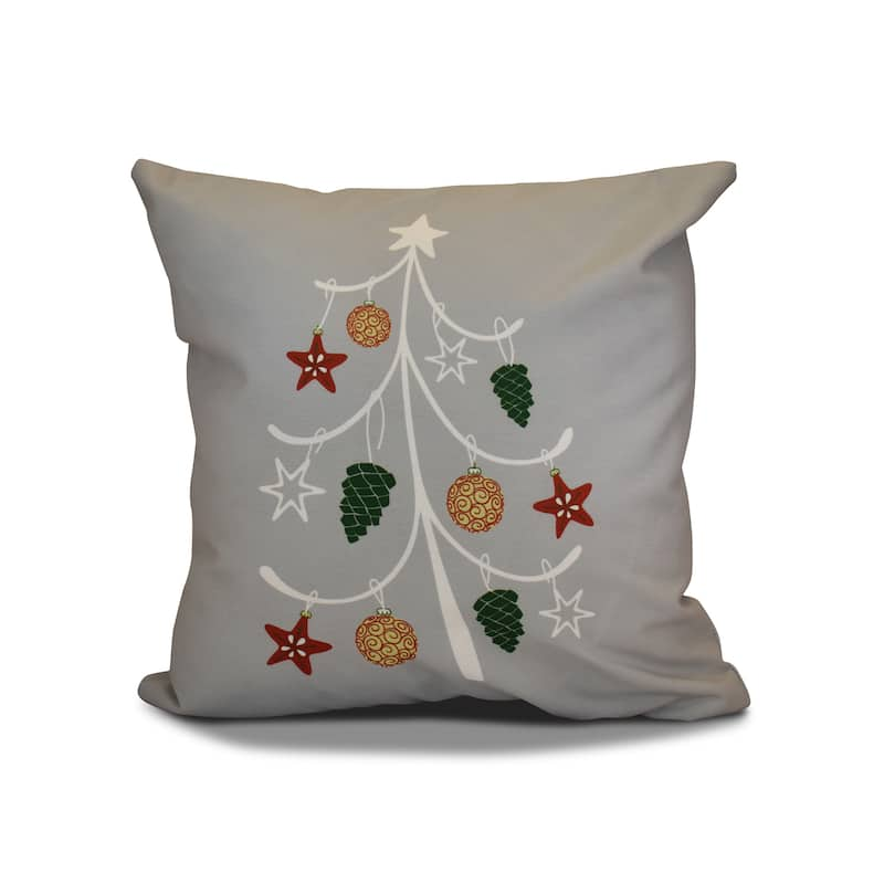 16 x 16-inch, Pinecone Tree, Geometric Holiday Print Outdoor Pillow