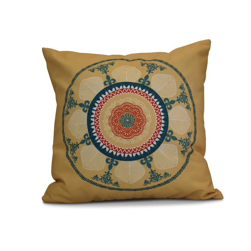 16 x 16-inch, Stained Glass, Geometric Print Outdoor Pillow